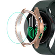 Méga belle coque pour Samsung Galaxy Watch 4 (44mm) avec protection d'écran en strass et verre trempé.