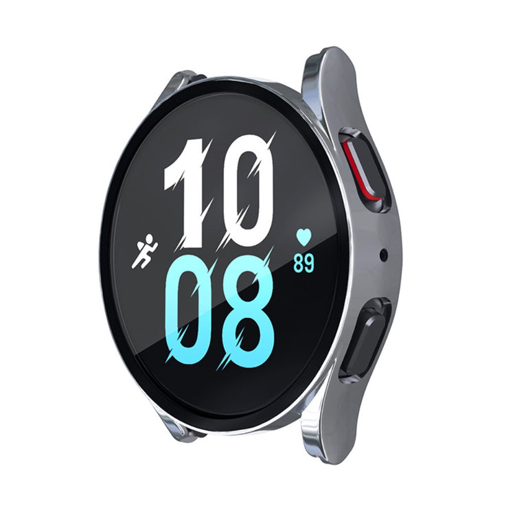 Meget Fint Samsung Galaxy Watch 5 (44mm) / Samsung Galaxy Watch 4 (44mm) Cover med Skærmbeskytter i Plastik og Hærdet Glas - Sølv#serie_7