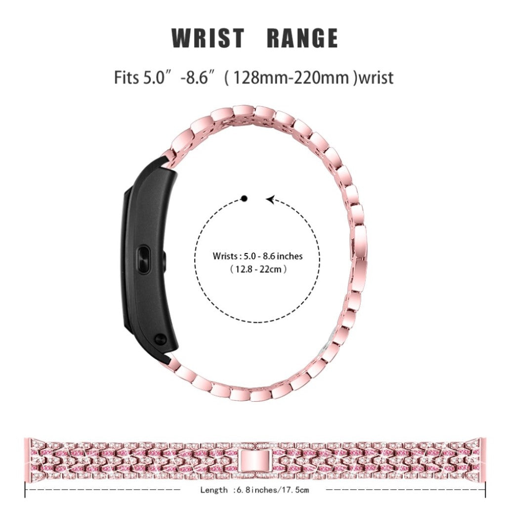 Rigtigt hårdfør Huawei TalkBand B5 Metal og Rhinsten Rem - Pink#serie_3