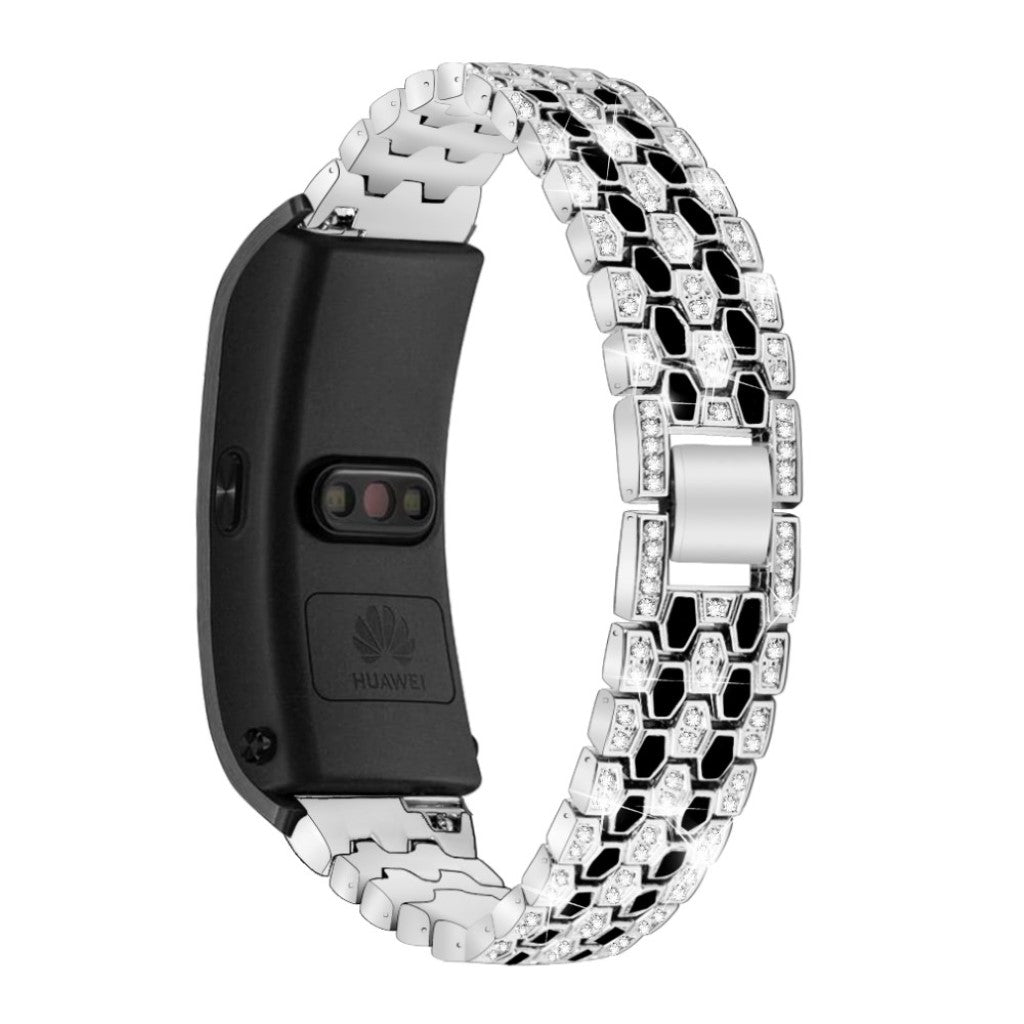 Rigtigt hårdfør Huawei TalkBand B5 Metal og Rhinsten Rem - Sølv#serie_4