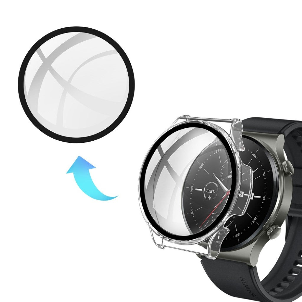 Rigtigt Fed Huawei Watch GT 2 Pro Cover med Skærmbeskytter i Plastik og Hærdet Glas - Gennemsigtig#serie_3