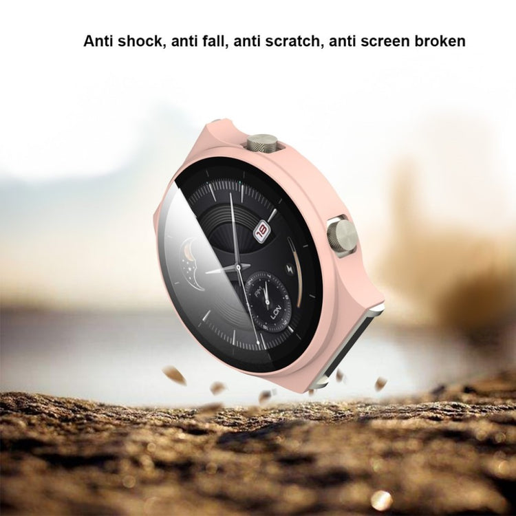 Meget Flot Huawei Watch GT 2 Pro Cover med Skærmbeskytter i Plastik og Hærdet Glas - Pink#serie_2