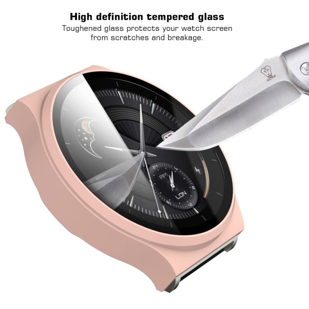 Meget Flot Huawei Watch GT 2 Pro Cover med Skærmbeskytter i Plastik og Hærdet Glas - Pink#serie_2