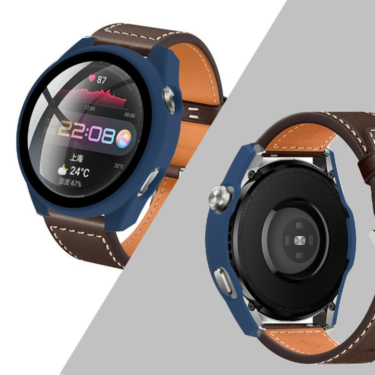 Meget Godt Huawei Watch 3 Pro Cover med Skærmbeskytter i Plastik og Hærdet Glas - Blå#serie_6