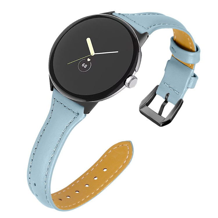 Meget fantastisk Google Pixel Watch Ægte læder Rem - Blå#serie_13