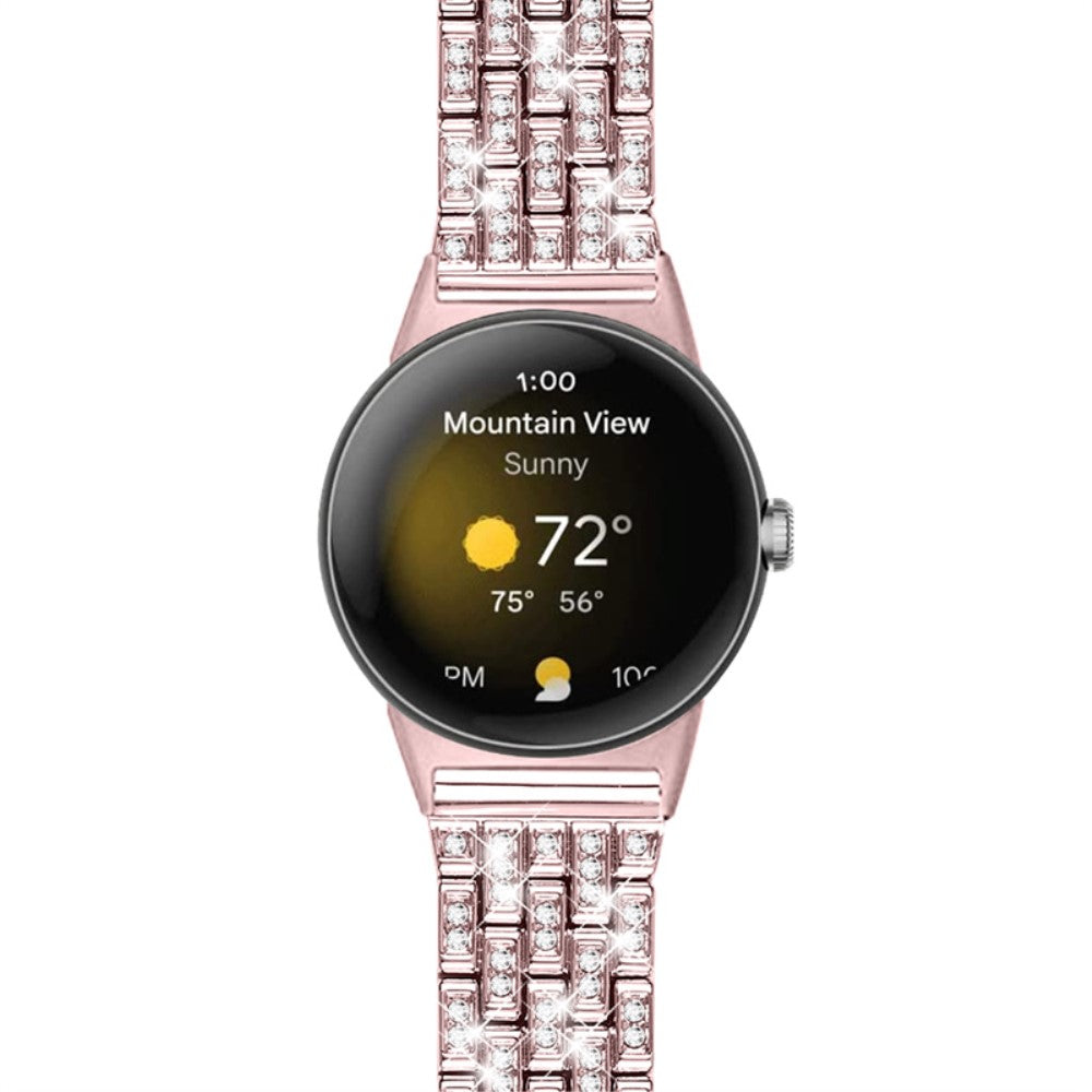 Stilfuld Google Pixel Watch Metal og Rhinsten Rem - Pink#serie_2