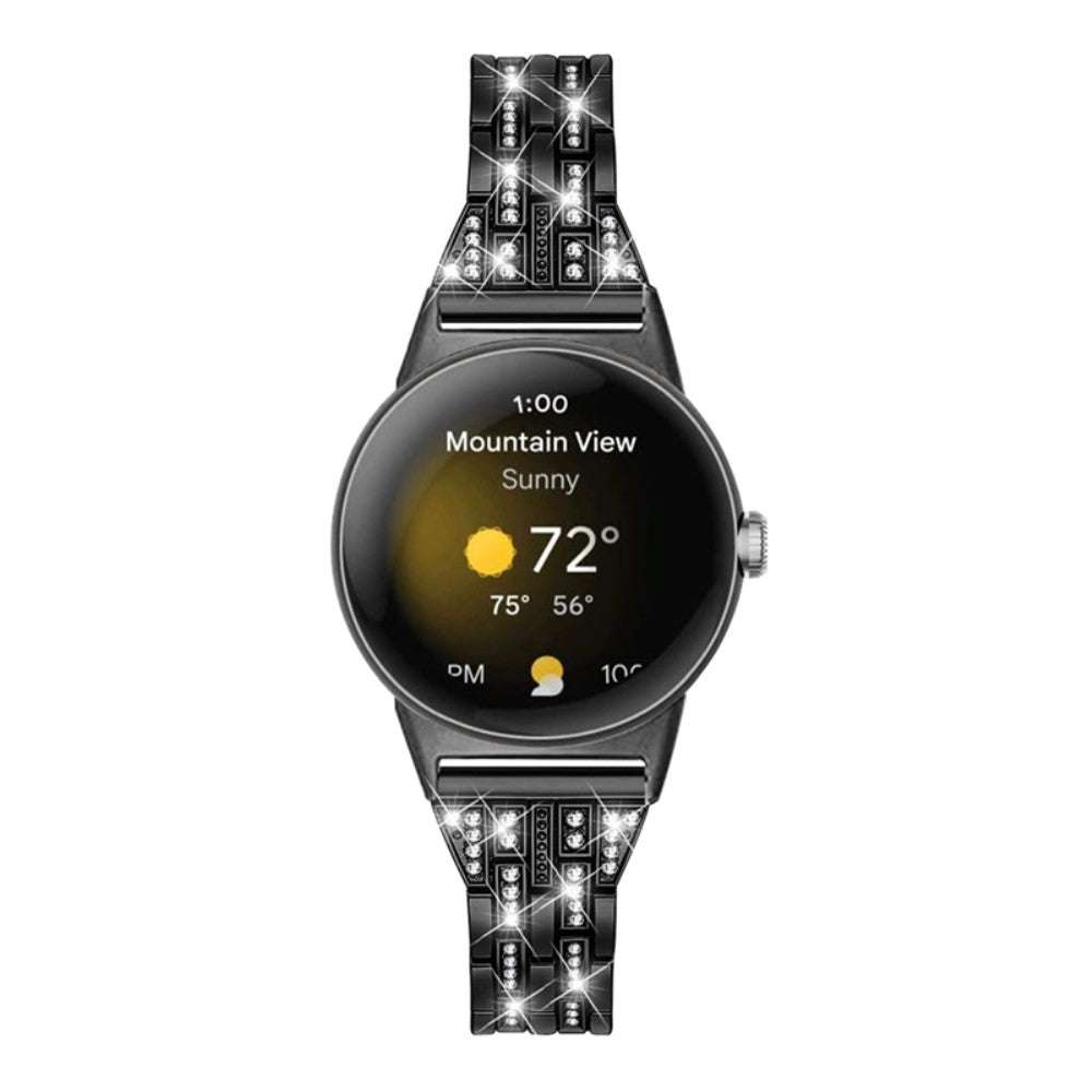 Super slidstærk Google Pixel Watch Metal og Rhinsten Rem - Sort#serie_1