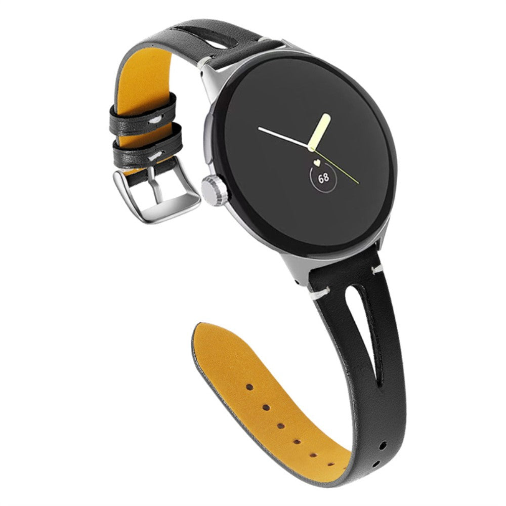 Fantastisk Google Pixel Watch Ægte læder Rem - Sort#serie_2