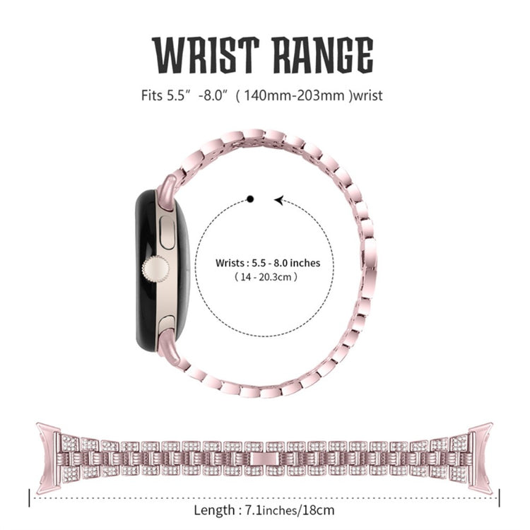 Super sejt Google Pixel Watch Metal og Rhinsten Rem - Pink#serie_2