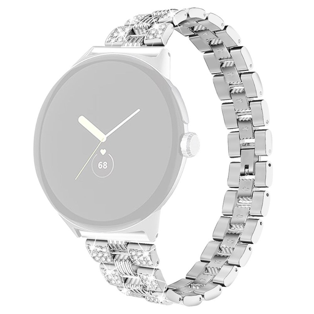 Super sejt Google Pixel Watch Metal og Rhinsten Rem - Sølv#serie_5