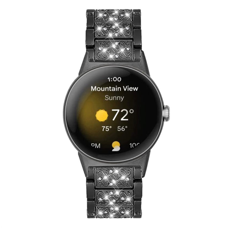 Sejt Google Pixel Watch Metal og Rhinsten Rem - Sort#serie_1