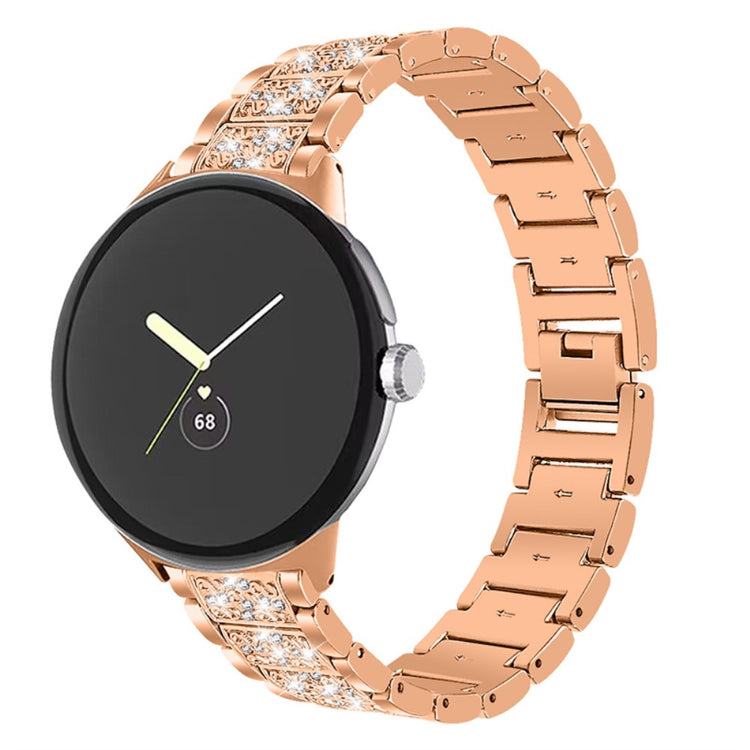 Sejt Google Pixel Watch Metal og Rhinsten Rem - Pink#serie_3