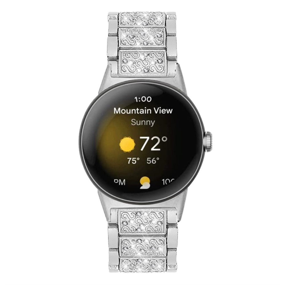 Sejt Google Pixel Watch Metal og Rhinsten Rem - Sølv#serie_6