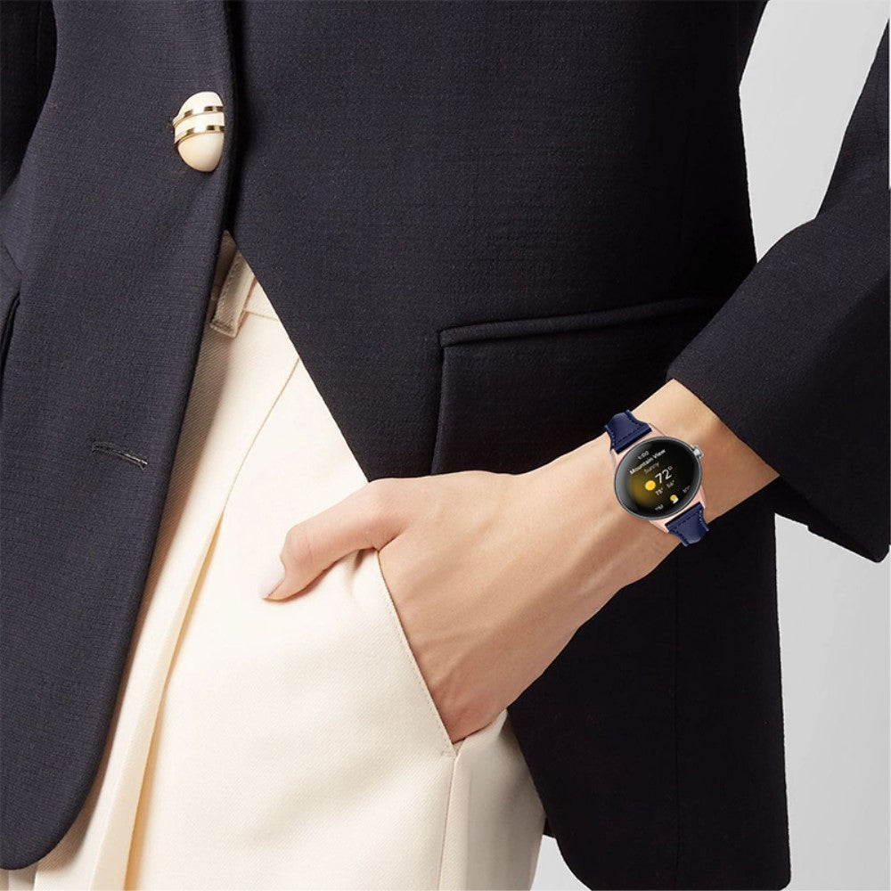 Meget fint Google Pixel Watch Ægte læder Rem - Blå#serie_7