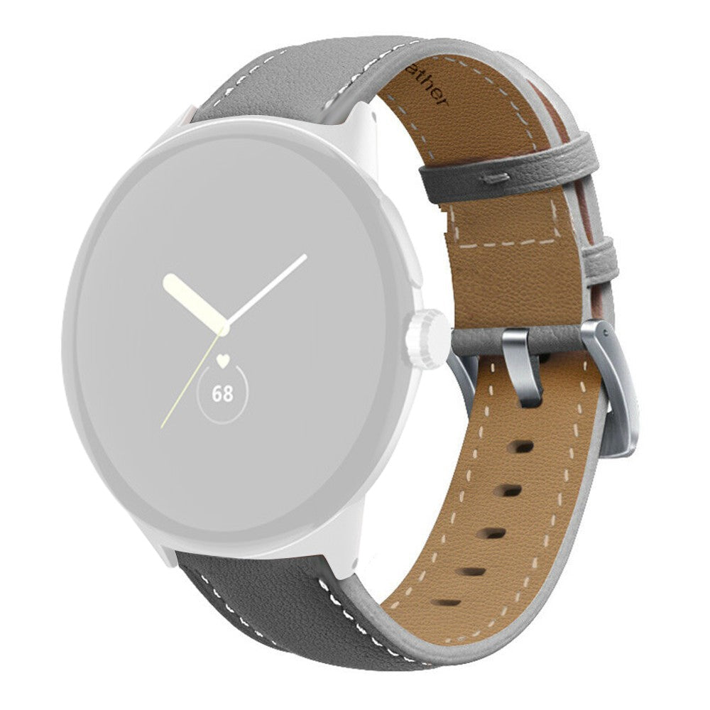 Vildt fantastisk Google Pixel Watch Ægte læder Rem - Sølv#serie_3