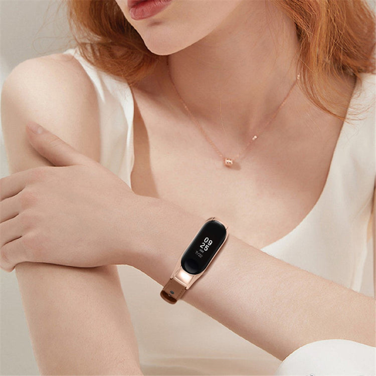  Xiaomi Mi Smart Band 6 / Xiaomi Mi Band 5 Ægte læder Urrem - Brun#serie_11