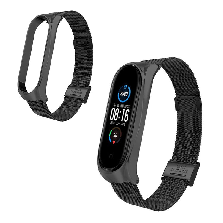 Rigtigt fint Xiaomi Mi Band 5 Metal Rem - Sort#serie_1