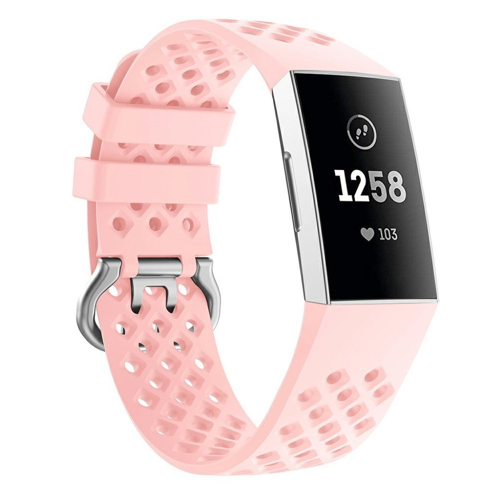 Mega fed Fitbit Charge 3 / Fitbit Charge 4 Silikone Rem - Pink#serie_3