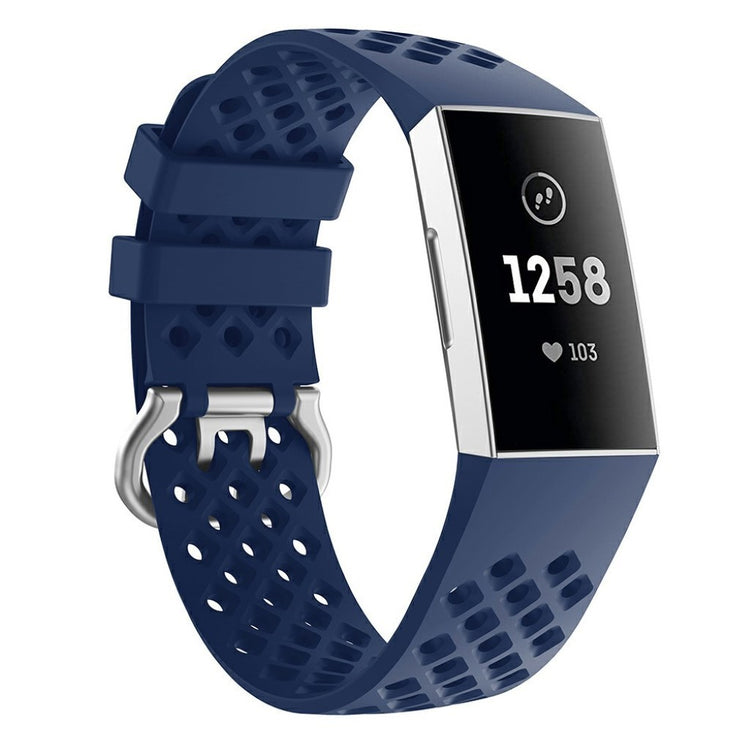 Mega fed Fitbit Charge 3 / Fitbit Charge 4 Silikone Rem - Blå#serie_5