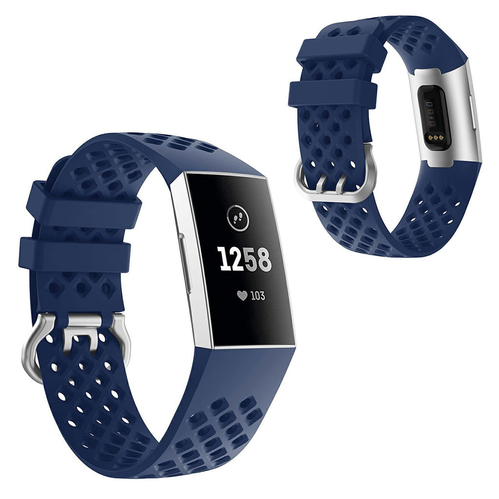 Mega fed Fitbit Charge 3 / Fitbit Charge 4 Silikone Rem - Blå#serie_5