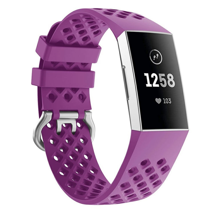 Mega fed Fitbit Charge 3 / Fitbit Charge 4 Silikone Rem - Lilla#serie_6