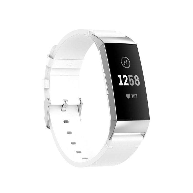 Mega kønt Fitbit Charge 4 / Fitbit Charge 3 Ægte læder Rem - Hvid#serie_2