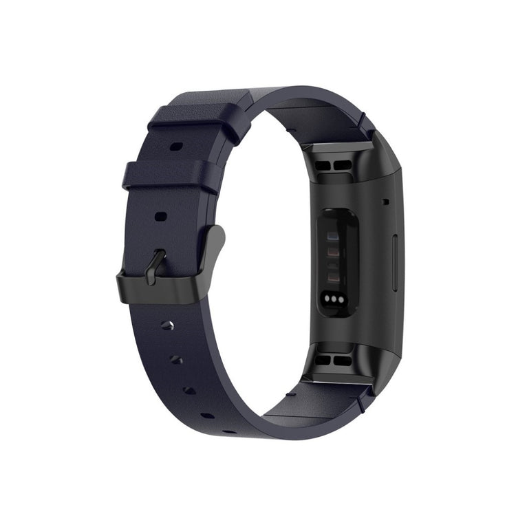 Mega kønt Fitbit Charge 4 / Fitbit Charge 3 Ægte læder Rem - Blå#serie_6