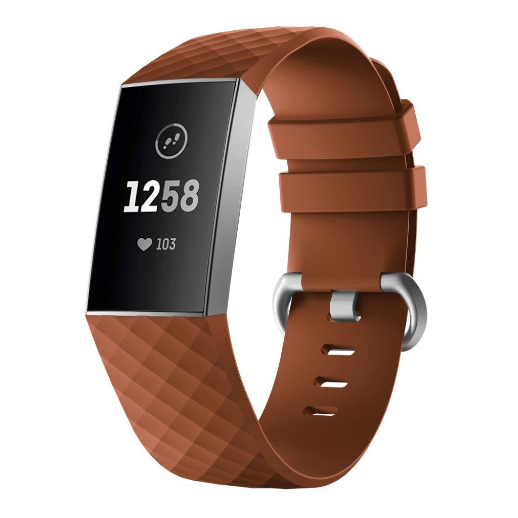 Mega sejt Fitbit Charge 4 / Fitbit Charge 3 Silikone Rem - Størrelse: L - Brun#serie_10