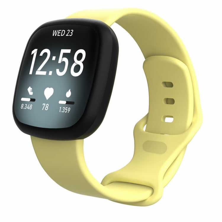 Helt vildt sejt Fitbit Versa 3 / Fitbit Sense Silikone Rem - Størrelse: L - Gul#serie_13