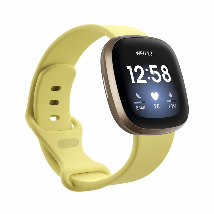 Helt vildt sejt Fitbit Versa 3 / Fitbit Sense Silikone Rem - Størrelse: L - Gul#serie_13