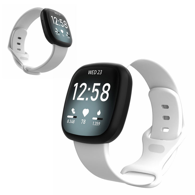 Helt vildt sejt Fitbit Versa 3 / Fitbit Sense Silikone Rem - Størrelse: L - Hvid#serie_5