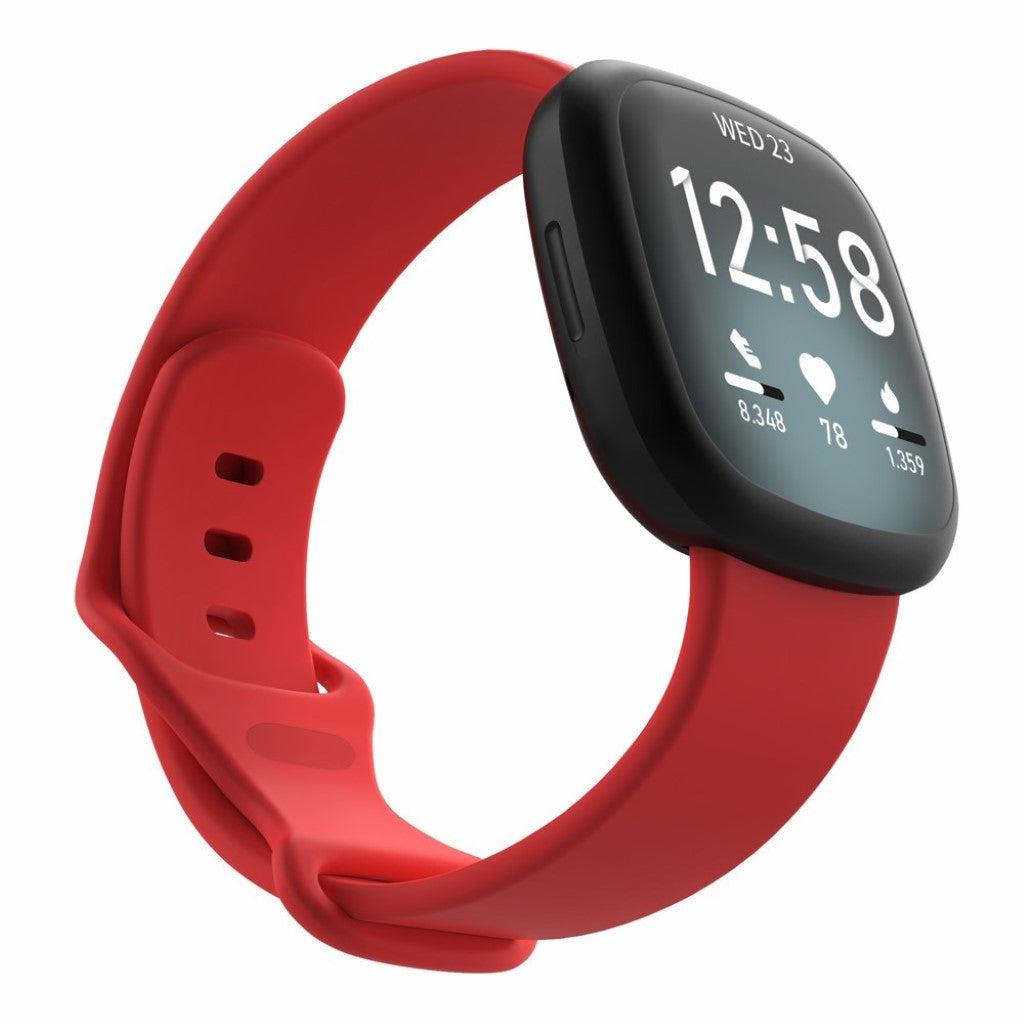 Helt vildt sejt Fitbit Versa 3 / Fitbit Sense Silikone Rem - Størrelse: L - Rød#serie_8