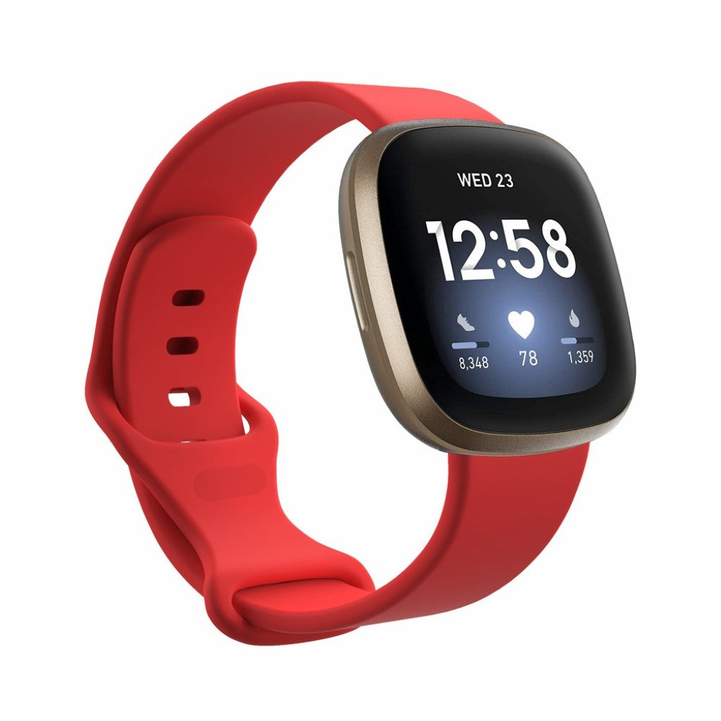 Helt vildt sejt Fitbit Versa 3 / Fitbit Sense Silikone Rem - Størrelse: L - Rød#serie_8