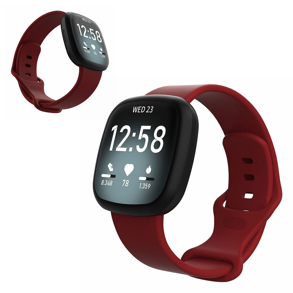 Helt vildt sejt Fitbit Versa 3 / Fitbit Sense Silikone Rem - Størrelse: L - Rød#serie_9