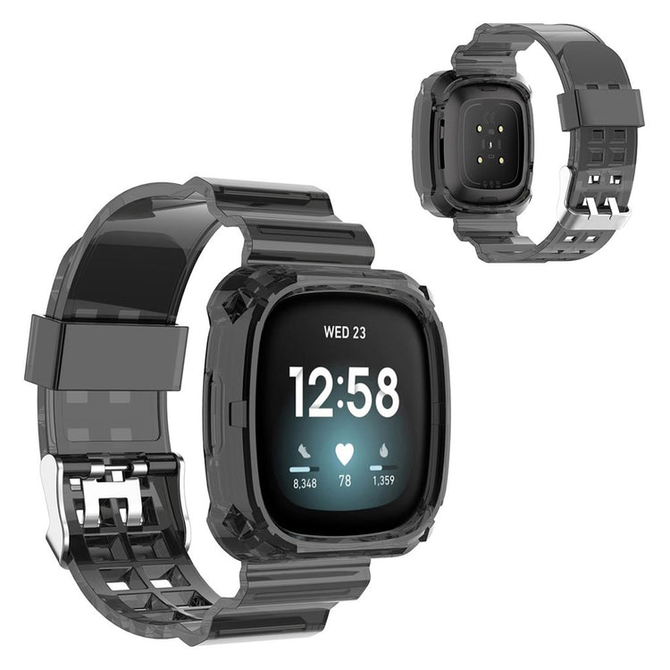 Vildt hårdfør Fitbit Versa 3 / Fitbit Sense Silikone Rem - Gennemsigtig#serie_1