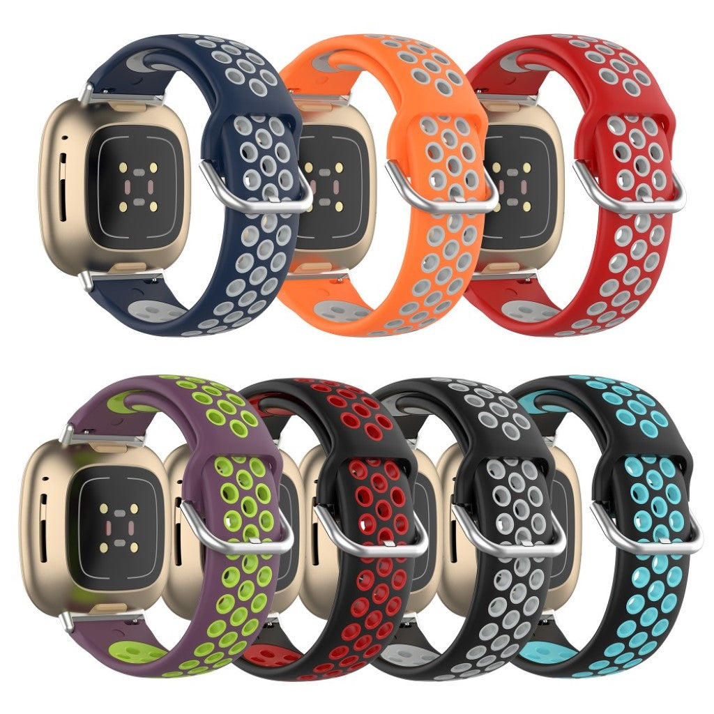 Rigtigt nydelig Fitbit Versa 3 / Fitbit Sense Silikone Rem - Sort#serie_1