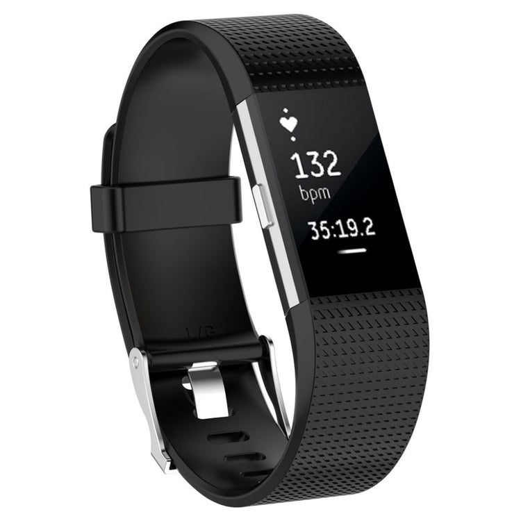 Meget elegant Fitbit Charge 2 Silikone Rem - Størrelse: S - Sort#serie_10