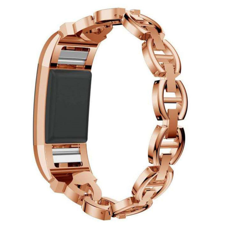 Vildt hårdfør Fitbit Charge 2 Metal og Rhinsten Rem - Pink#serie_1