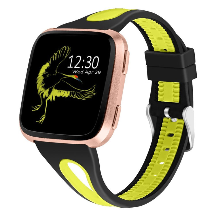 Vildt slidstærk Fitbit Versa Silikone Rem - Gul#serie_7