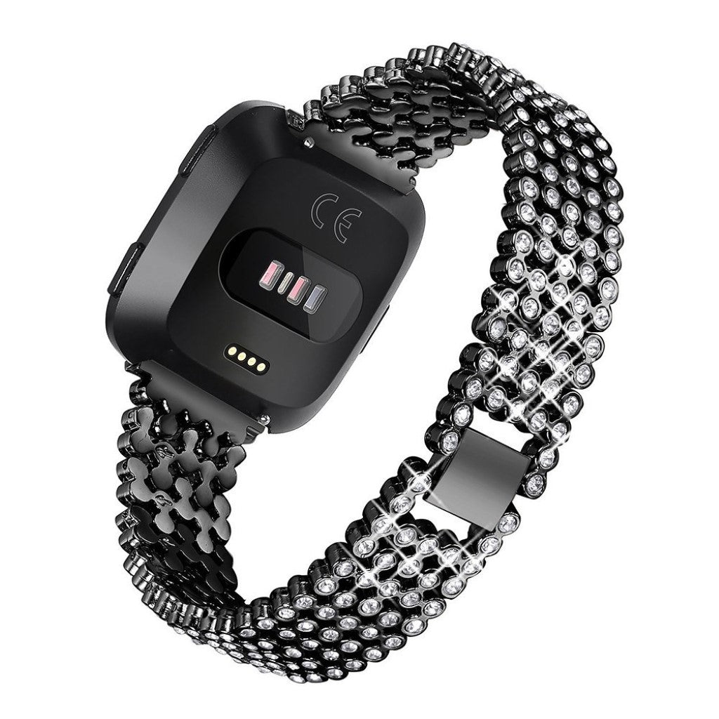 Super fantastisk Fitbit Versa Metal og Rhinsten Rem - Sort#serie_1