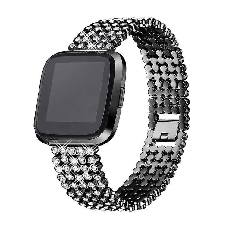 Super fantastisk Fitbit Versa Metal og Rhinsten Rem - Sort#serie_1