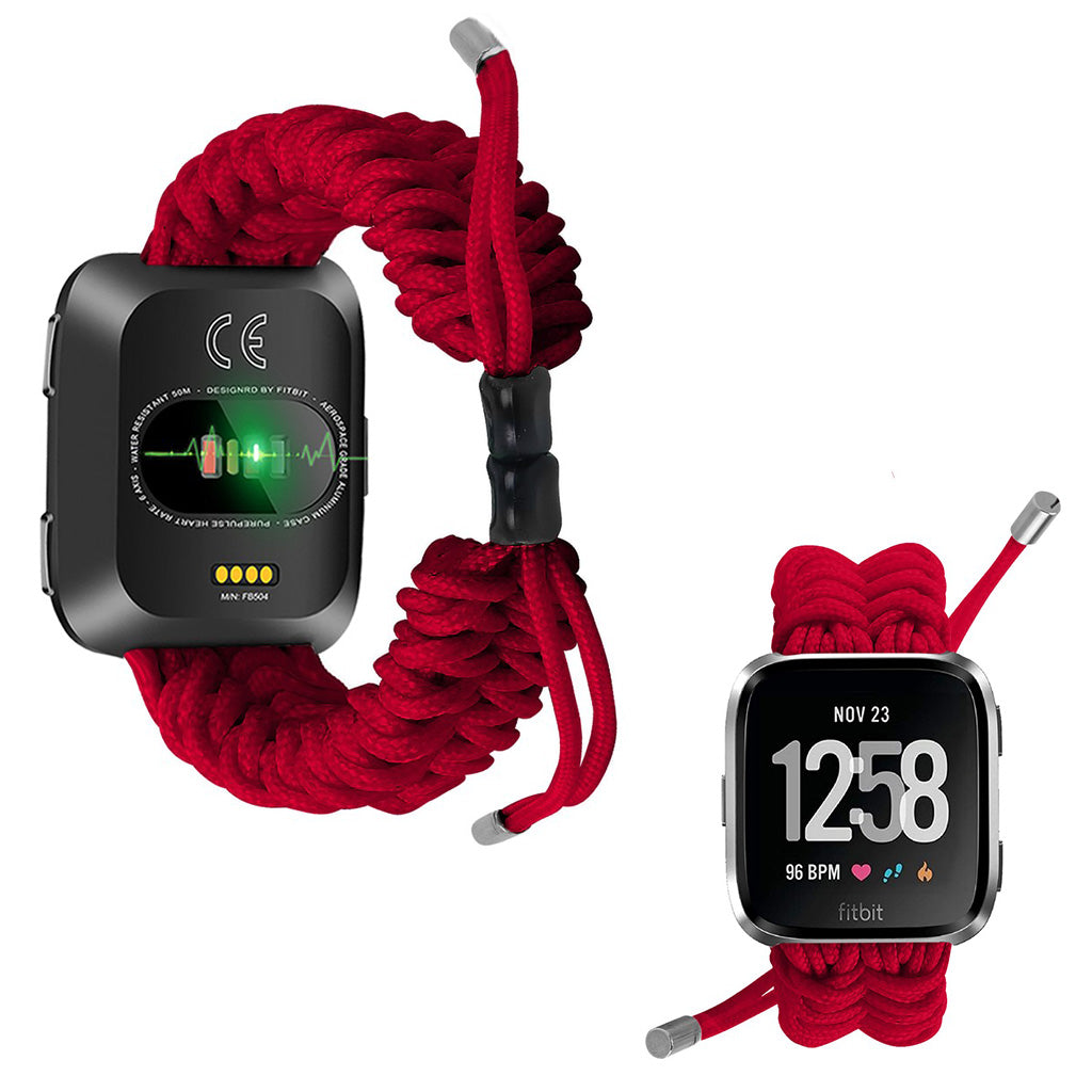 Rigtigt nydelig Fitbit Versa Nylon Rem - Rød#serie_3