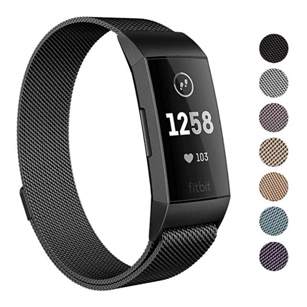 Rigtigt flot Fitbit Charge 3 Metal Rem - Sort#serie_7