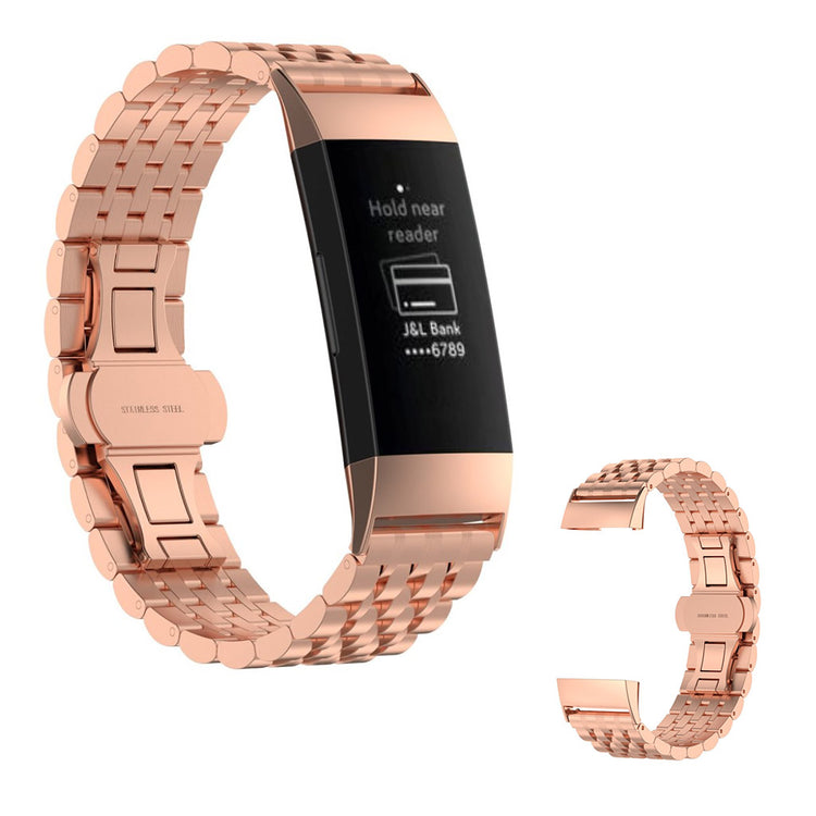 Mega kønt Fitbit Charge 3 Metal Rem - Pink#serie_2
