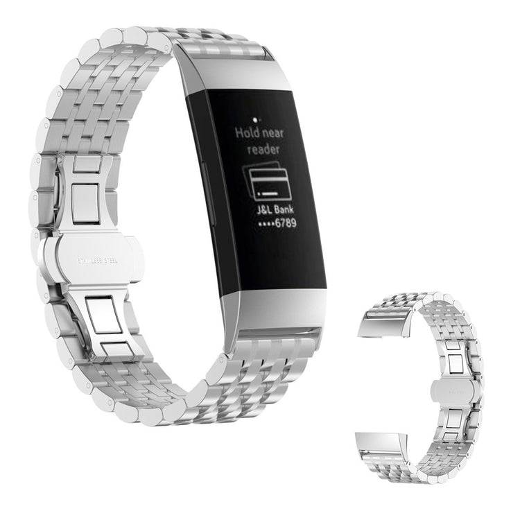 Mega kønt Fitbit Charge 3 Metal Rem - Sølv#serie_4