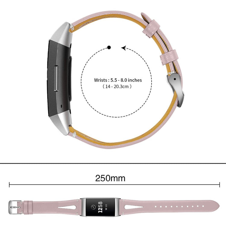 Rigtigt pænt Fitbit Charge 3 Ægte læder Rem - Pink#serie_4