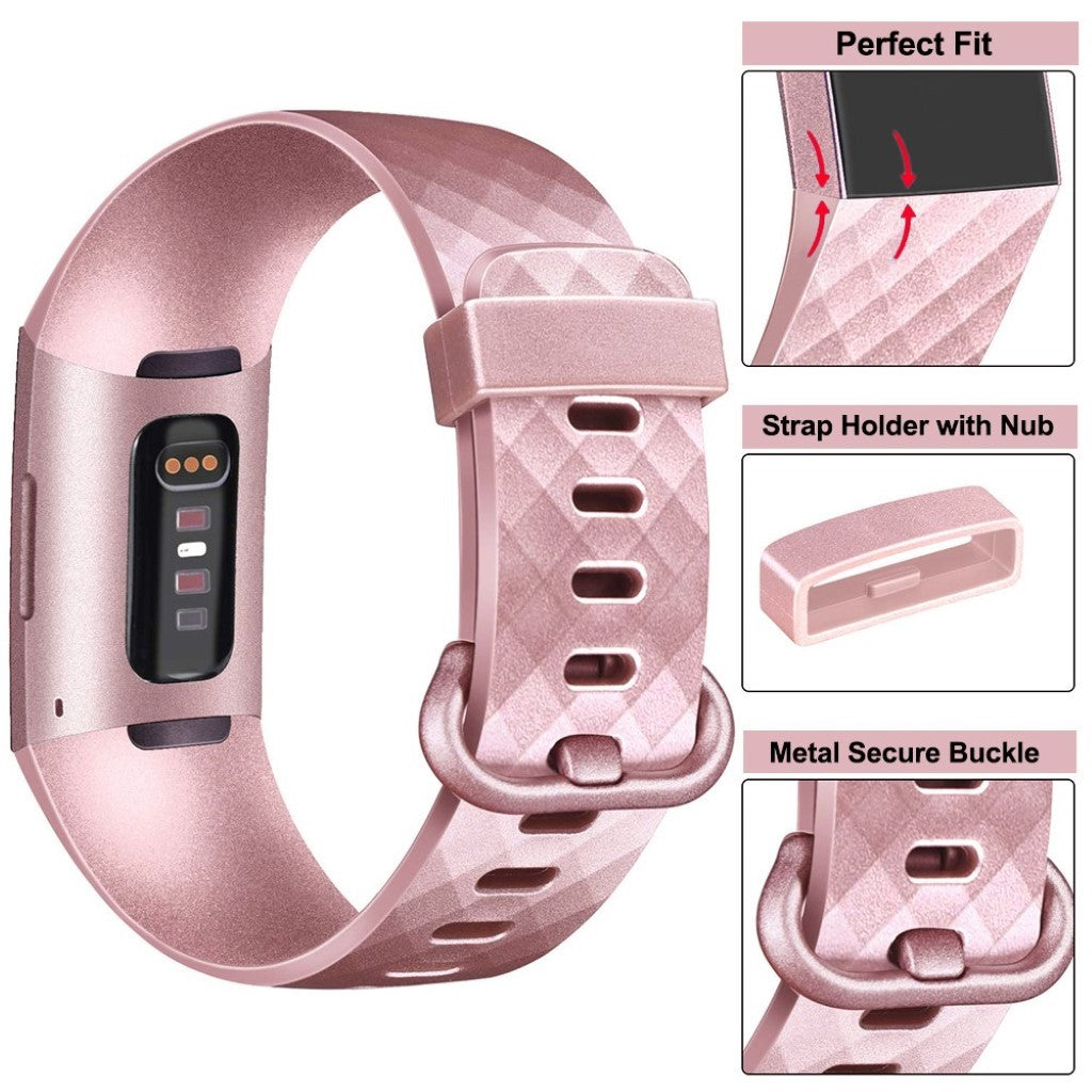 Supercool Fitbit Charge 3 Silikone Rem - Størrelse: L - Pink#serie_3