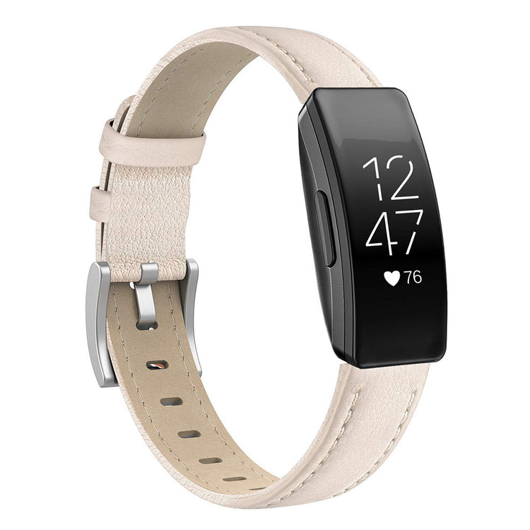 Helt vildt slidstærk Fitbit Inspire Ægte læder Rem - Beige#serie_2