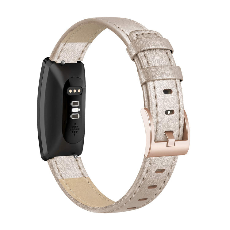 Helt vildt slidstærk Fitbit Inspire Ægte læder Rem - Beige#serie_4