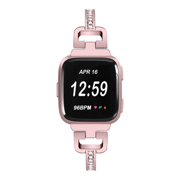 Super fed Fitbit Versa Lite Metal og Rhinsten Rem - Pink#serie_4